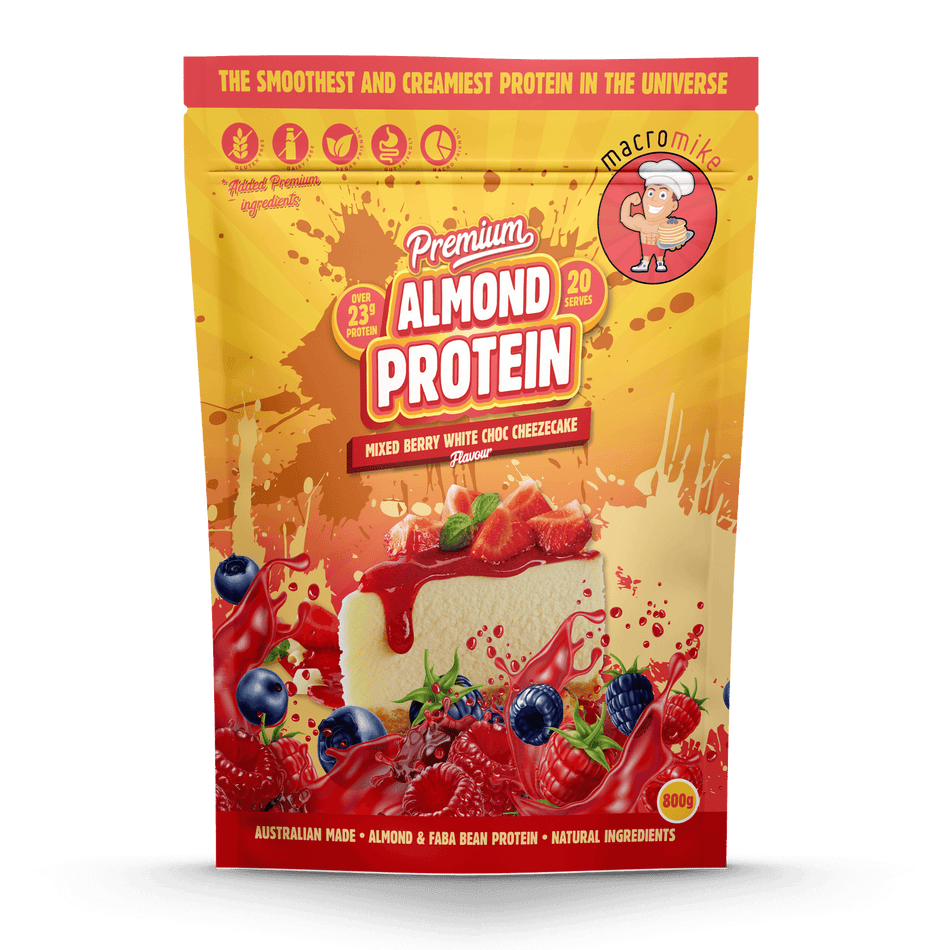MACRO MIKE Premium Almond Protein Mixed Berry White Choc Cheezecake 800g