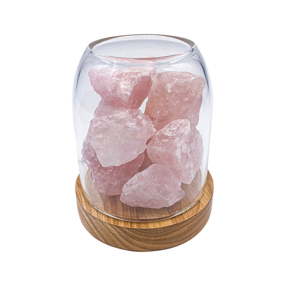 Amrita Court Aurora Crystal Diffuser Wooden Base With Light Rose Quartz