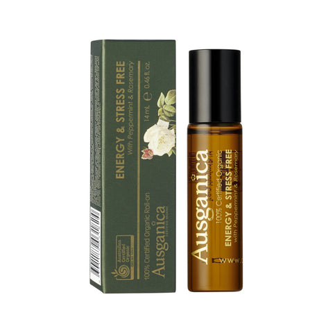 Ausganica Organic Roll-On Energy & Stress Free with Peppermint & Rosemary 14ml