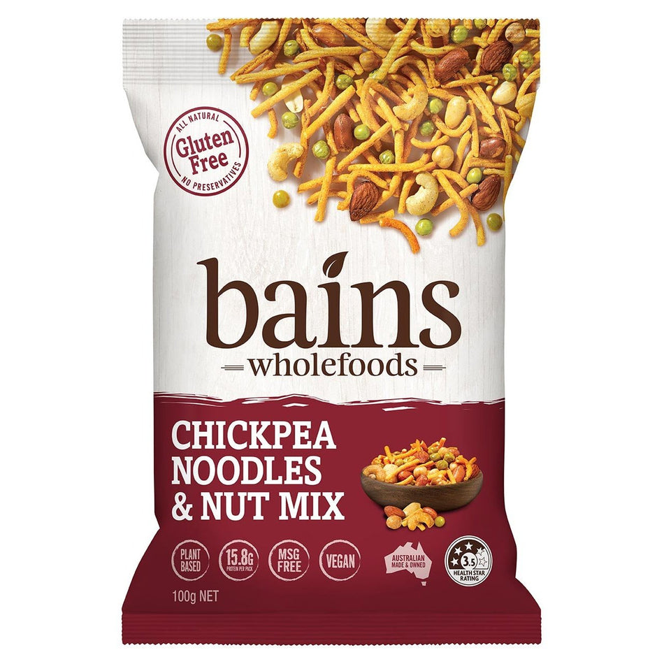 Bains Wholefoods Chickpea Noodles & Nut Mix 100g (Pack of 16)