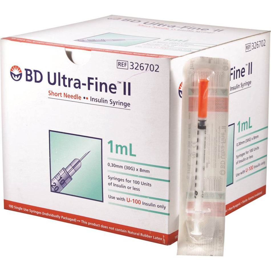 BD Ultra Fine II Syringe 1ml 30 gauge 8MM x 100 Box