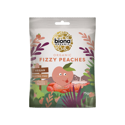 Biona Organic Fizzy Peaches 75g (Pack of 10)