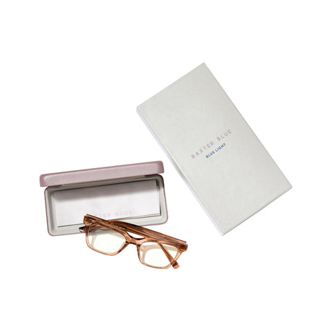 Baxter Blue Blue Light Glasses Carter Champagne (Medium Large) Magnified Reading Lenses RM +2.0