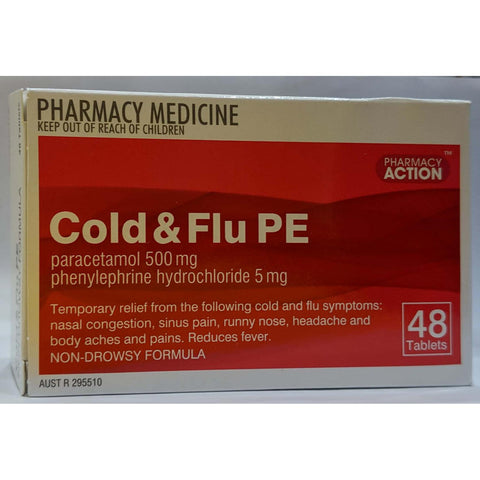 Pharmacy Action Cold & Flu PE 48 Tabs (Generic for Codral PE Cold & Flu)
