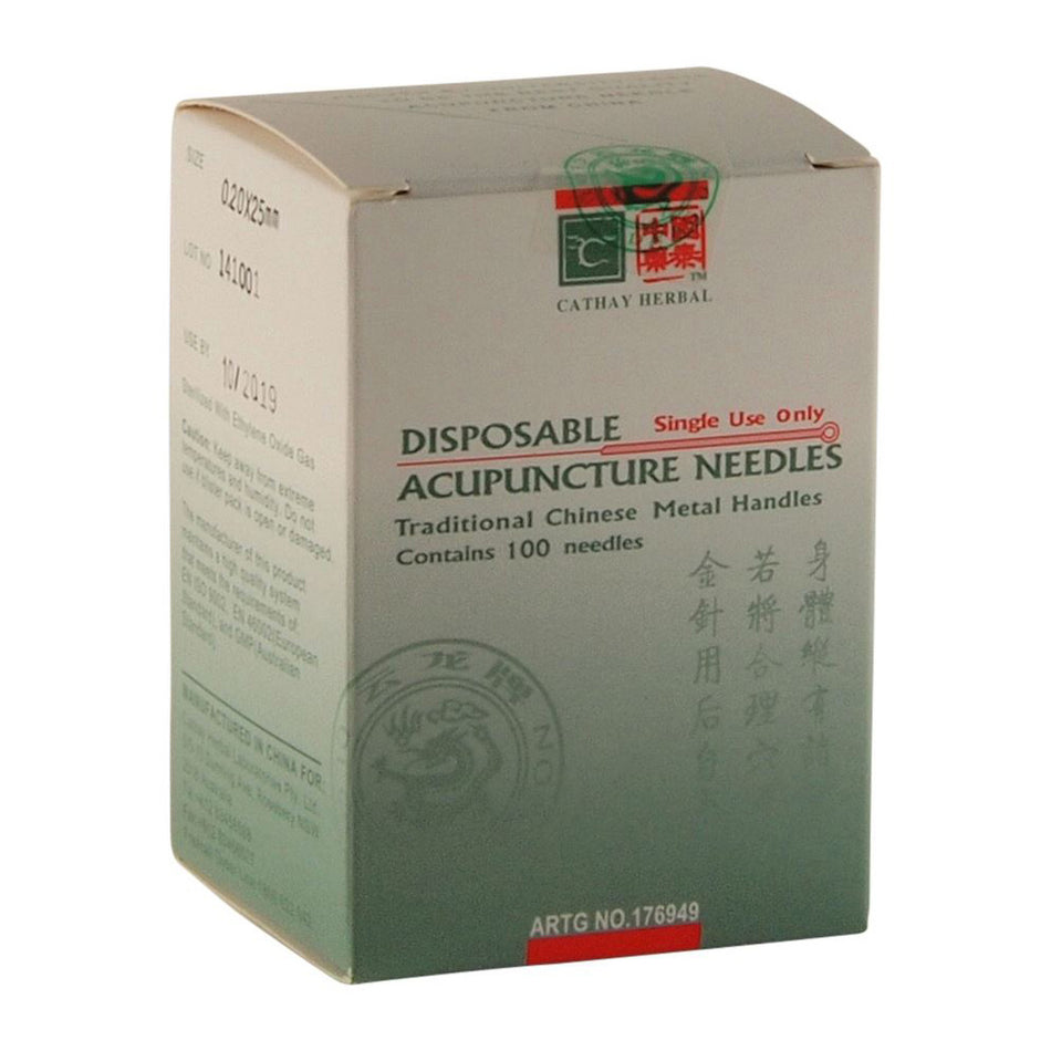 Cathay Herbal Acupuncture Cloud & Dragon Disposable Needles 0.20 x 25mm (with guide tube) x100 Pack