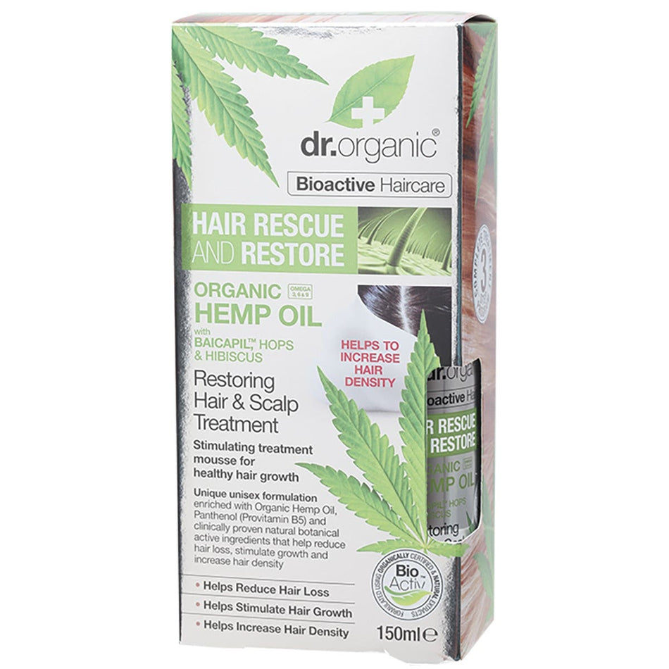 DR ORGANIC Hair & Scalp Treatment Restoring Organic Hemp Oil 150ml
