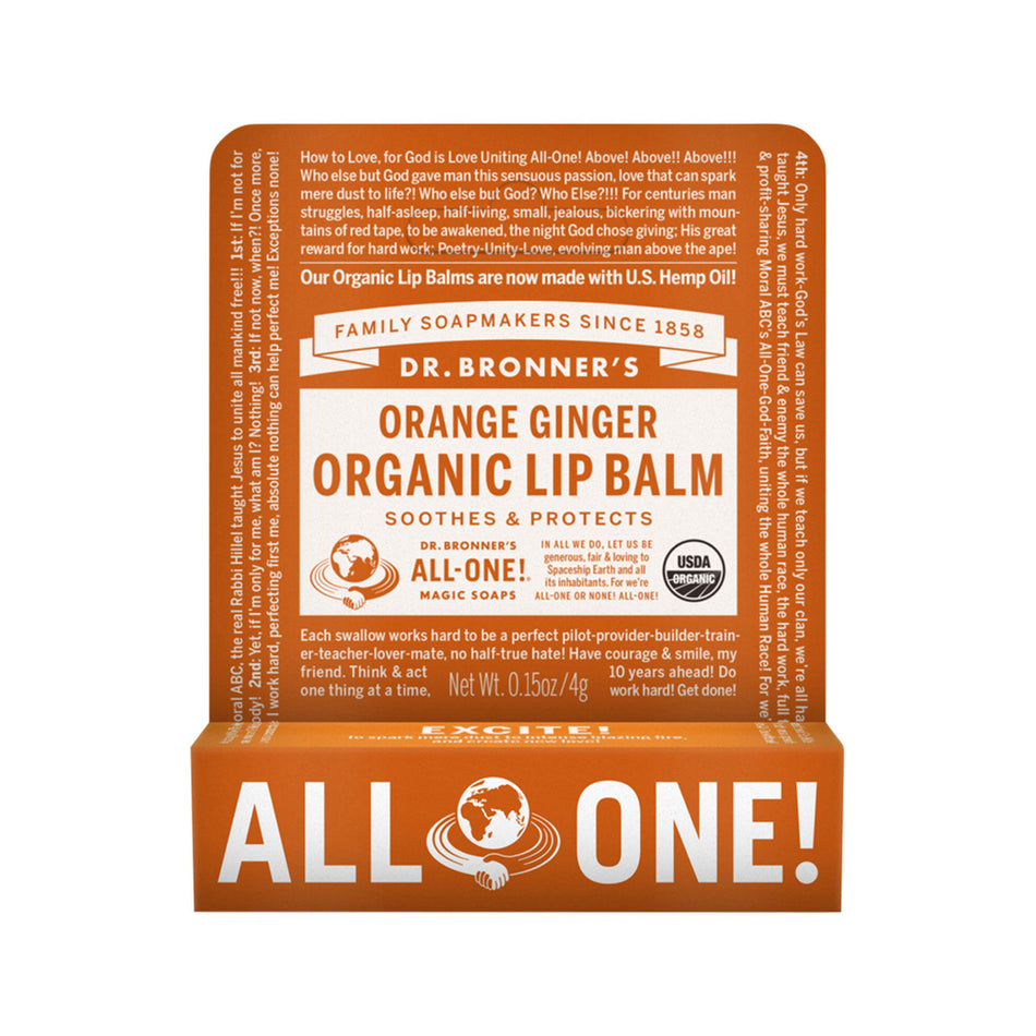 Dr. Bronner's Organic Lip Balm Orange Ginger 4g