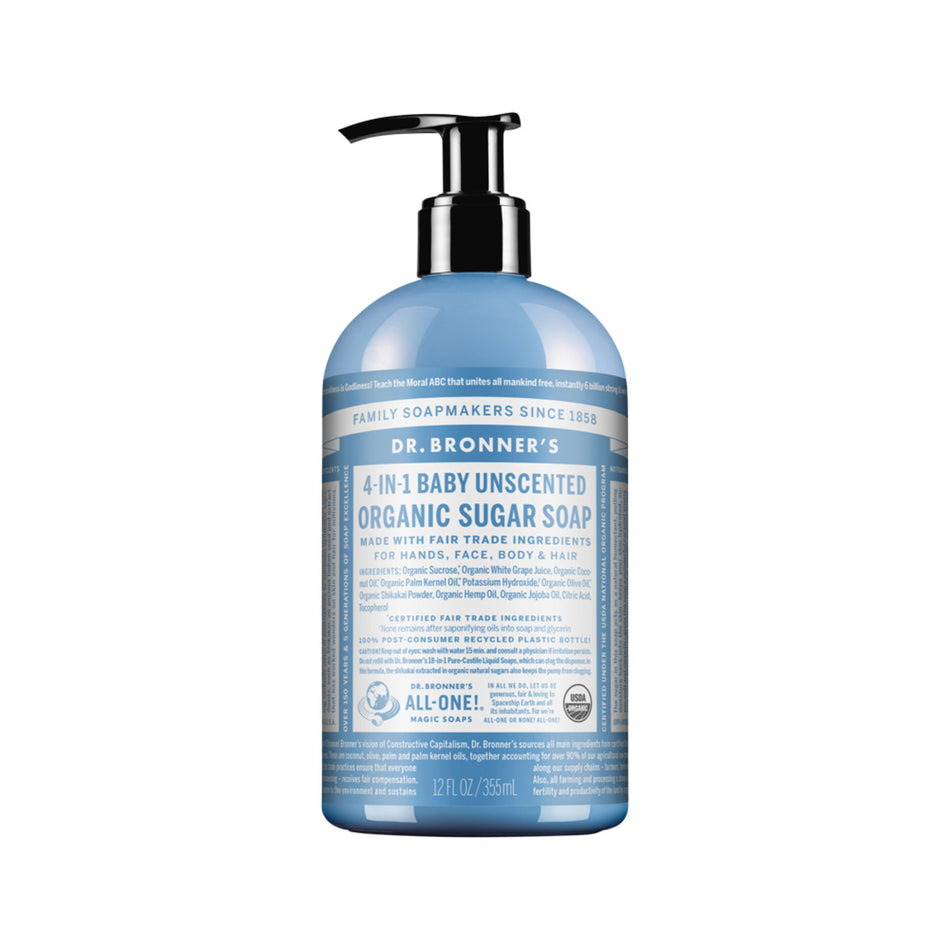 Dr. Bronner's Organic Sugar Soap 4-in-1 Unscented (Baby) (pump) 355ml