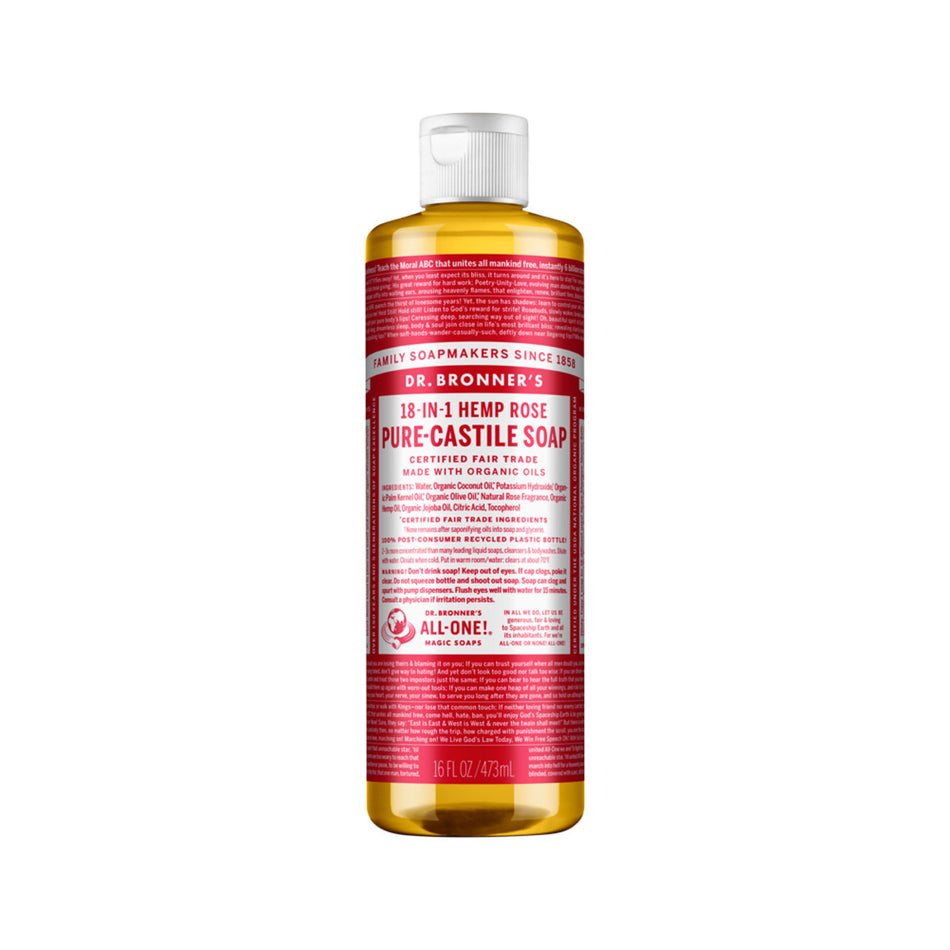 Dr. Bronner's Pure-Castile Soap Liquid (Hemp 18-in-1) Rose 473ml