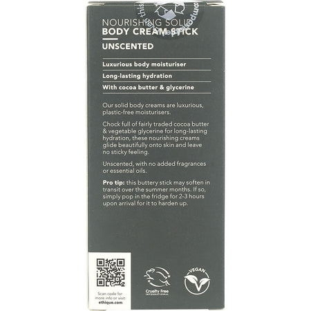 ETHIQUE Solid Body Cream Stick Unscented 100g