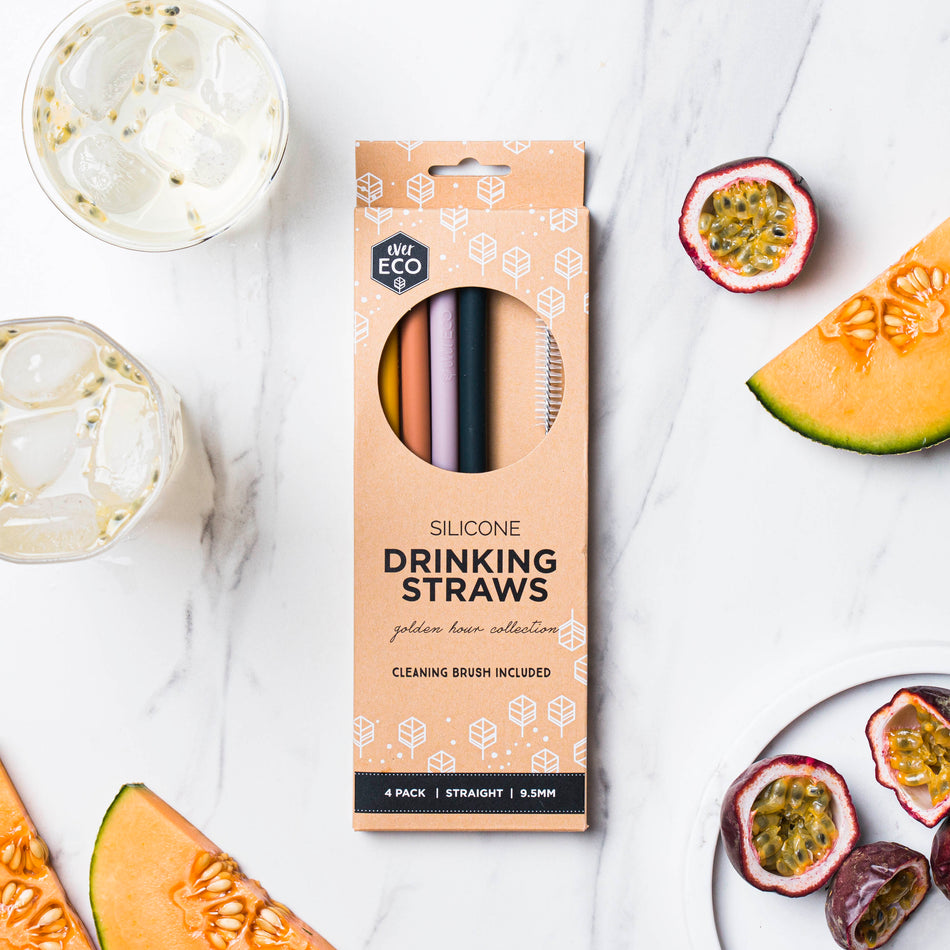 EVER ECO Silicone Straws - Straight Golden Hour Collection 4