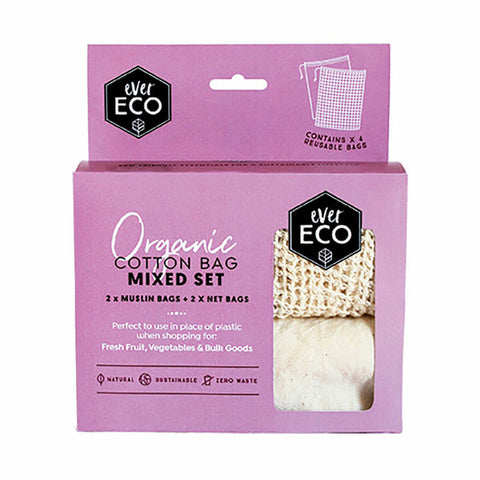 EVER ECO Reusable Produce Bags Organic Cotton Mixed Set 4