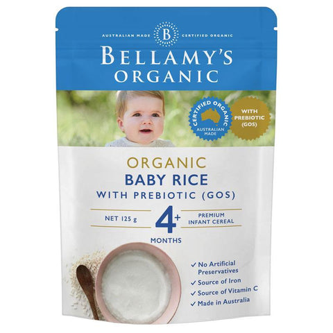 Bellamy's Organic Baby Rice Cereal with Prebiotic 125g