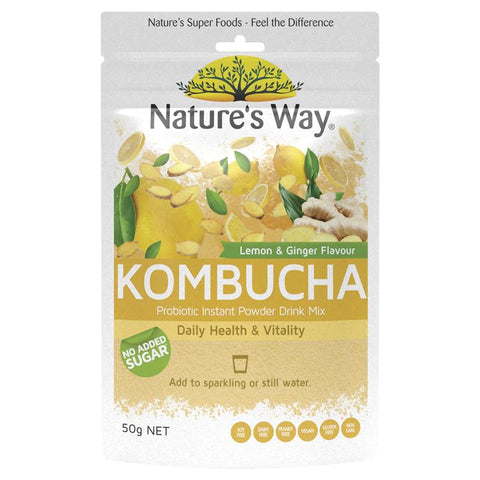Nature's Way Lemon & Ginger Kombucha Probiotic Drink Mix 50g