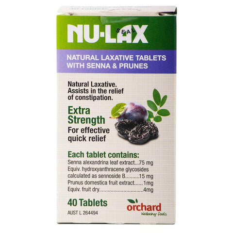 Nu-lax Natural Laxative Tablets with Senna and Prunes 40 Tablets