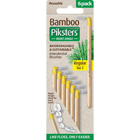 Piksters Bamboo Inter Brush Right Angle 6 Pack Size 3