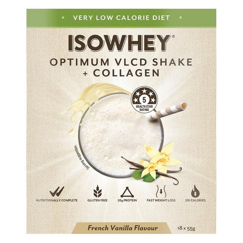 IsoWhey Optimum VLCD Shake + Collagen French Vanilla 18 x 55g