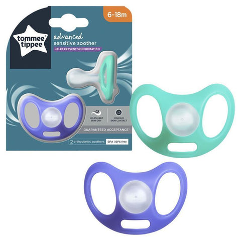 Tommee Tippee Closer to Nature Sensitive Soother 6-18 Months 2 Pack (Colours May Vary)