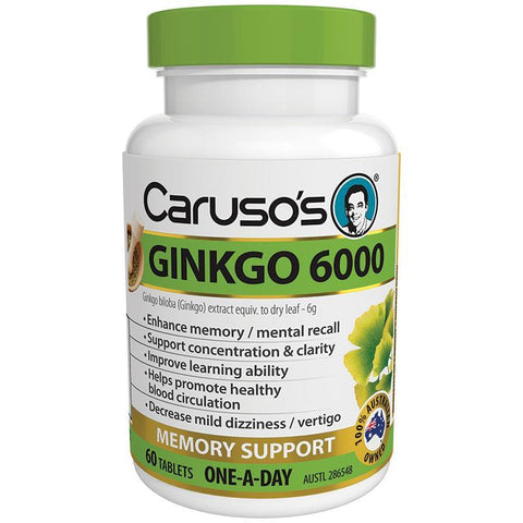 Caruso's Natural Health One a Day Ginkgo 6000 60 Tablets