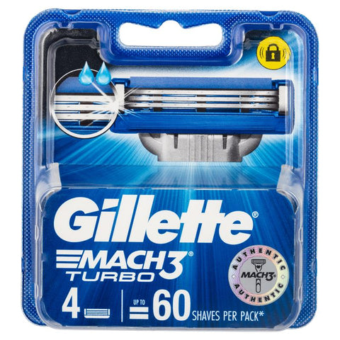 Gillette Mach 3 Turbo 3D Cartridges 4 Pack