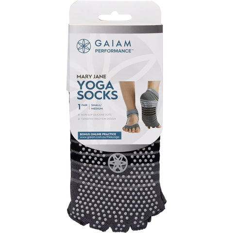 Gaiam Yoga Socks Grippy Mary Jane Small Medium 1 Pair