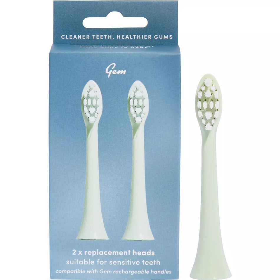 GEM Electric Toothbrush Replacement Heads Mint 2pk