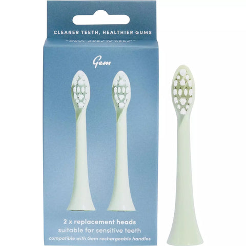 GEM Electric Toothbrush Replacement Heads Mint 2pk