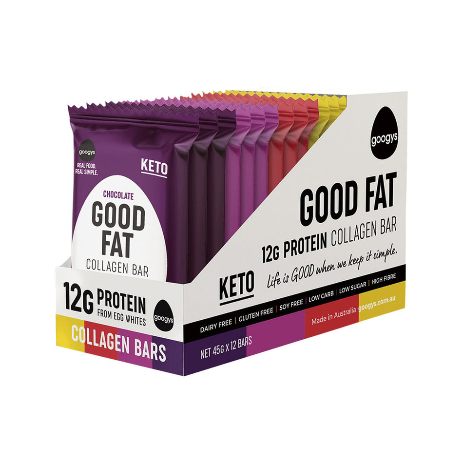 Googys Good Fat Collagen Bar Mixed 45g(Pack of 12)