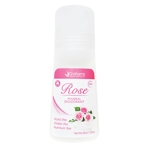 Grahams Natural Mineral Deodorant Roll-On Rose 65ml