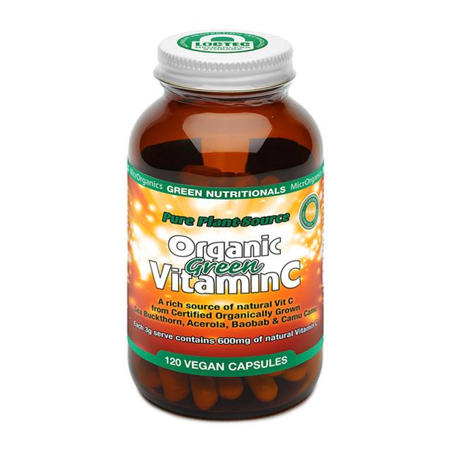 GREEN NUTRITIONALS Organic Green Vitamin C Vegan Capsules (600mg) 120