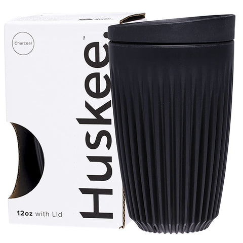 HUSKEE Reusable Coffee Cup Charcoal 12oz 354ml