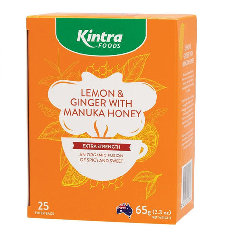KINTRA FOODS Herbal Tea Bags Lemon & Ginger With Manuka Honey 25