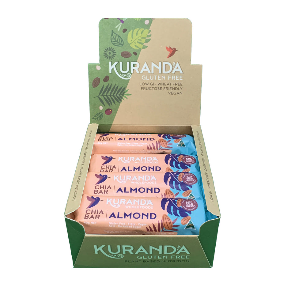 Kuranda Wholefoods Gluten Free Chia Bars Chia & Almond 40g(Pack of 16)