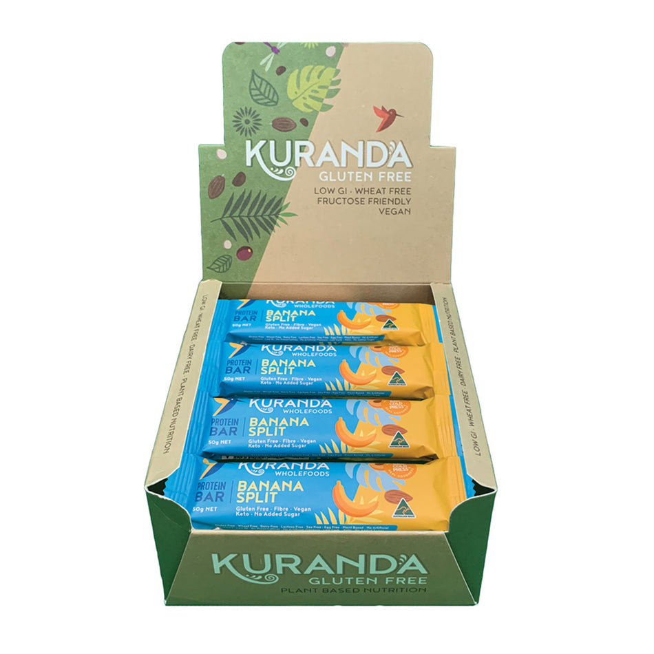 Kuranda Wholefoods Gluten Free Protein Bars Banana Split 50g(Pack of 16)