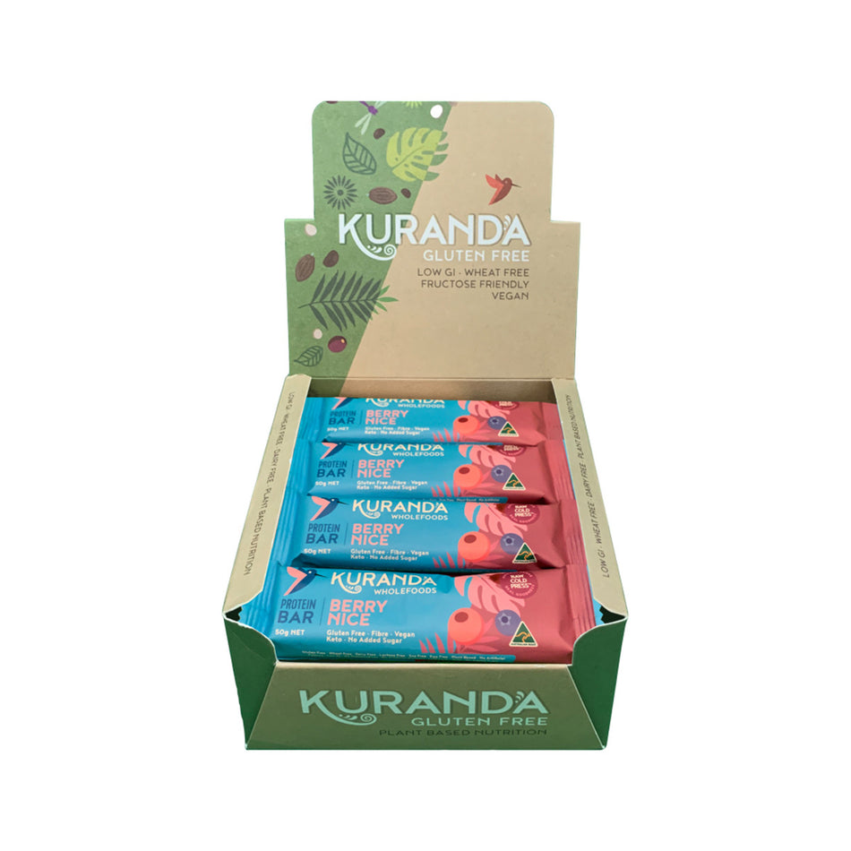 Kuranda Wholefoods Gluten Free Protein Bars Berry Nice 50g(Pack of 16)