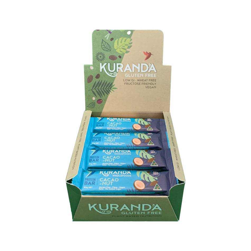 Kuranda Wholefoods Gluten Free Protein Bars Cacao Nut 50g(Pack of 16)