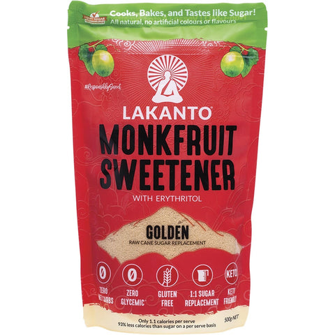 LAKANTO Golden - Monkfruit Sweetener Raw Cane Sugar Replacement 500g