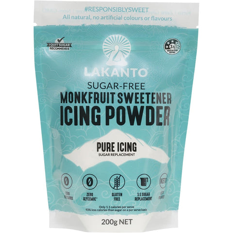 LAKANTO Icing Powder - Monkfruit Sweetener Icing Sugar Replacement 200g