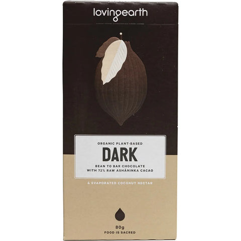 Loving Earth Dark Bar Chocolate with 72% Raw Ashaninka Cacao 11x80g