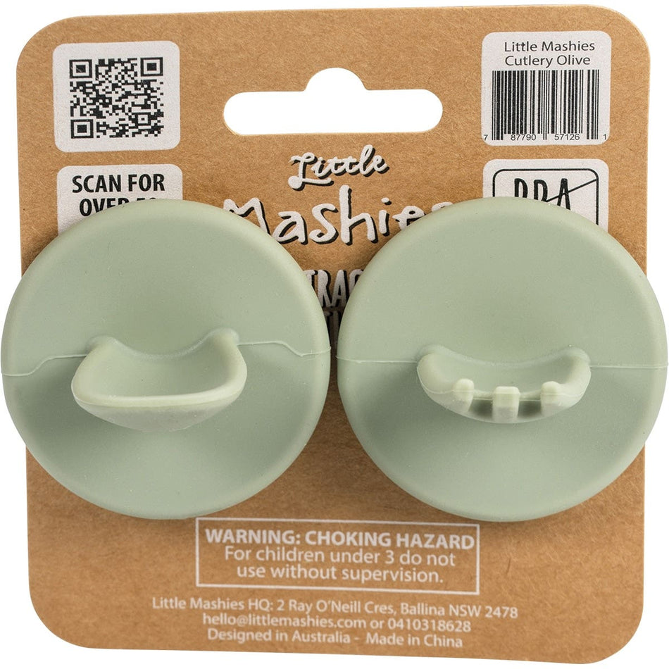 LITTLE MASHIES Silicone Distractor Cutlery Olive 1
