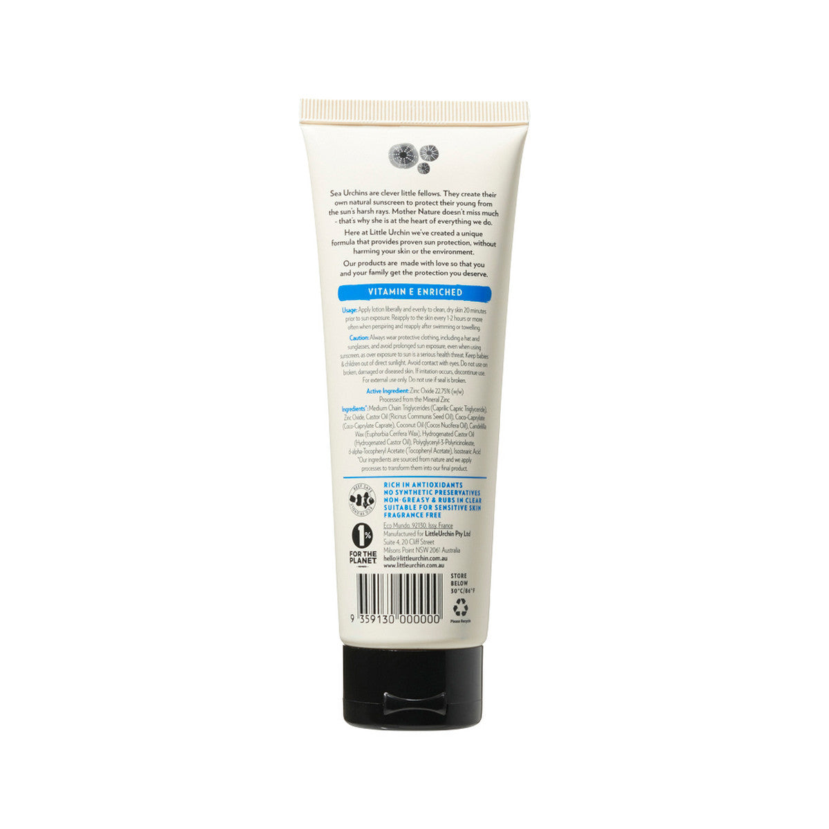 Little Urchin Natural Sunscreen Clear Zinc SPF 50+ 100g