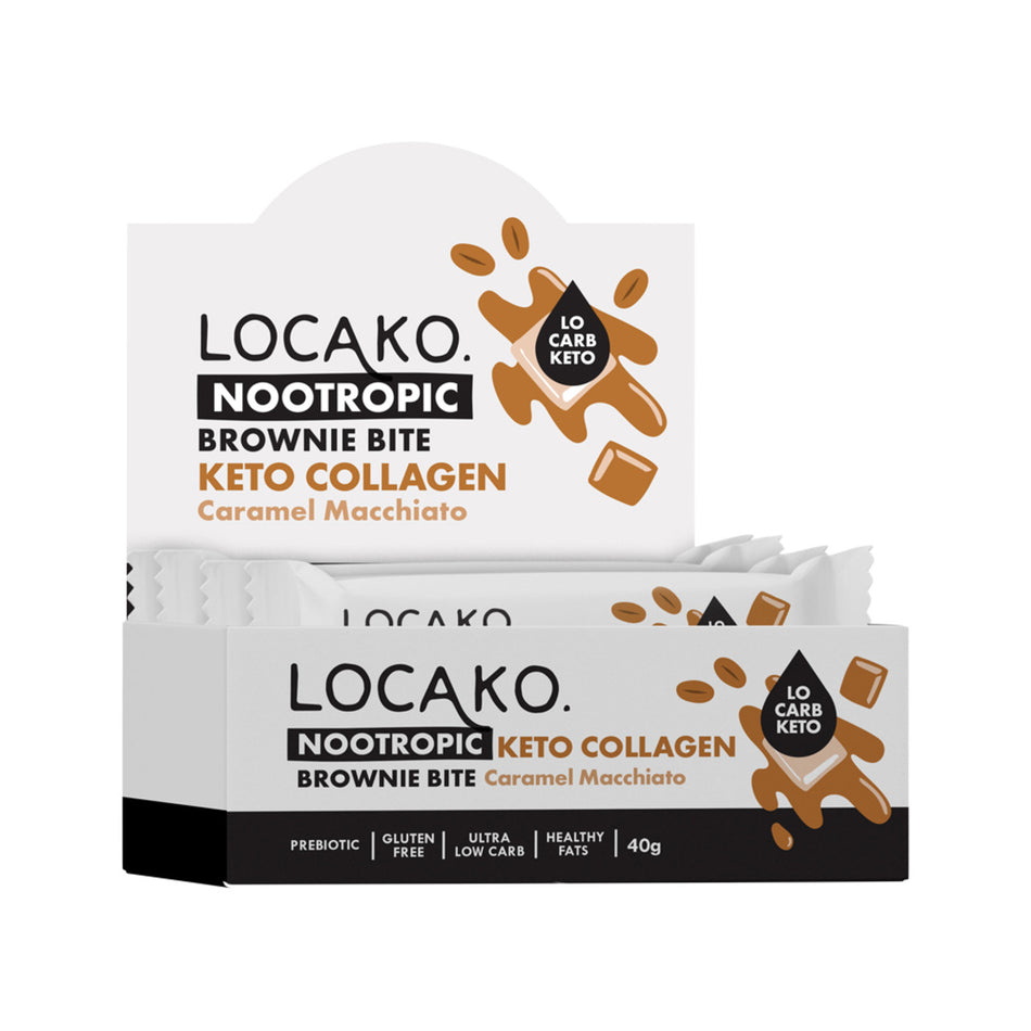 Locako Keto Collagen Brownie Bite (Nootropic) Caramel Macchiato 40g(Pack of 15)
