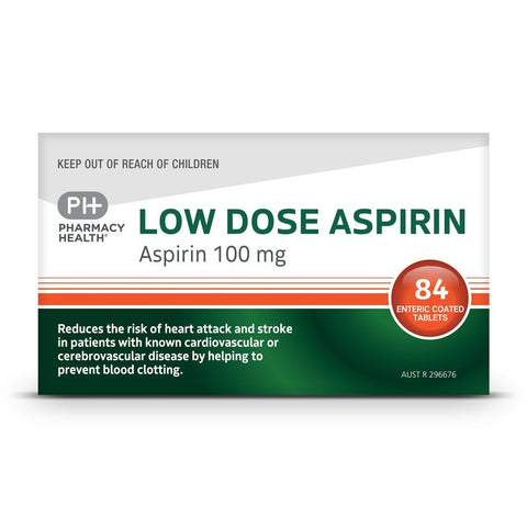 Pharmacy Health LOW DOSE ASPIRIN 100MG 84 TABLETS