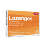 Pharmacy Action Anti Bacterial Honey & Lemon 16 Lozenges (Generic of Strepsils)