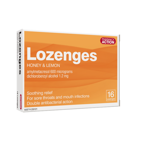 Pharmacy Action Anti Bacterial Honey & Lemon 16 Lozenges (Generic of Strepsils)
