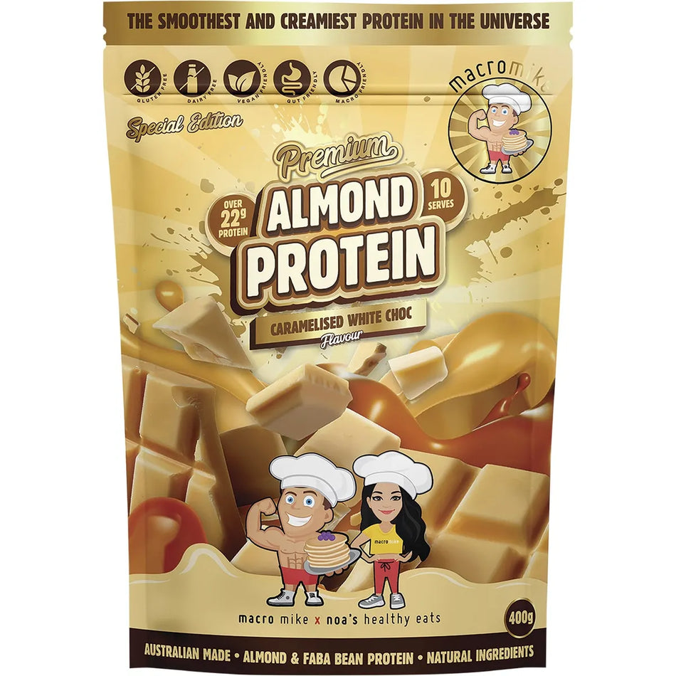 Macro Mike Premium Almond Protein Caramelised White Choc 400g