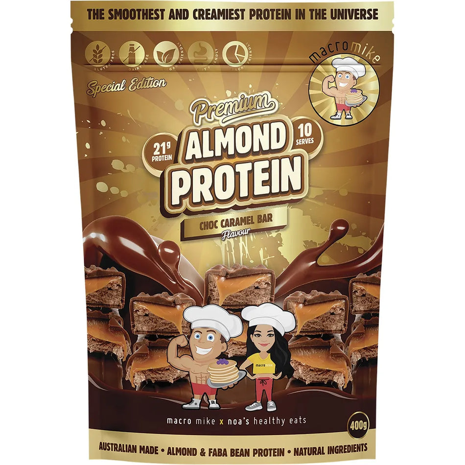 Macro Mike Premium Almond Protein Choc Caramel Bar 400g