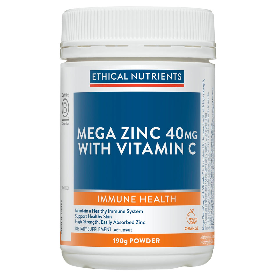 Ethical Nutrients Mega Zinc Powder 40mg (Orange) 190g