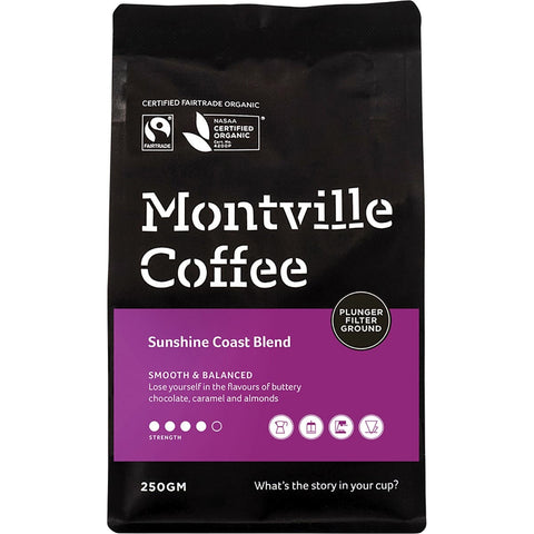MONTVILLE COFFEE Coffee Ground (Plunger) Sunshine Coast Blend 250g