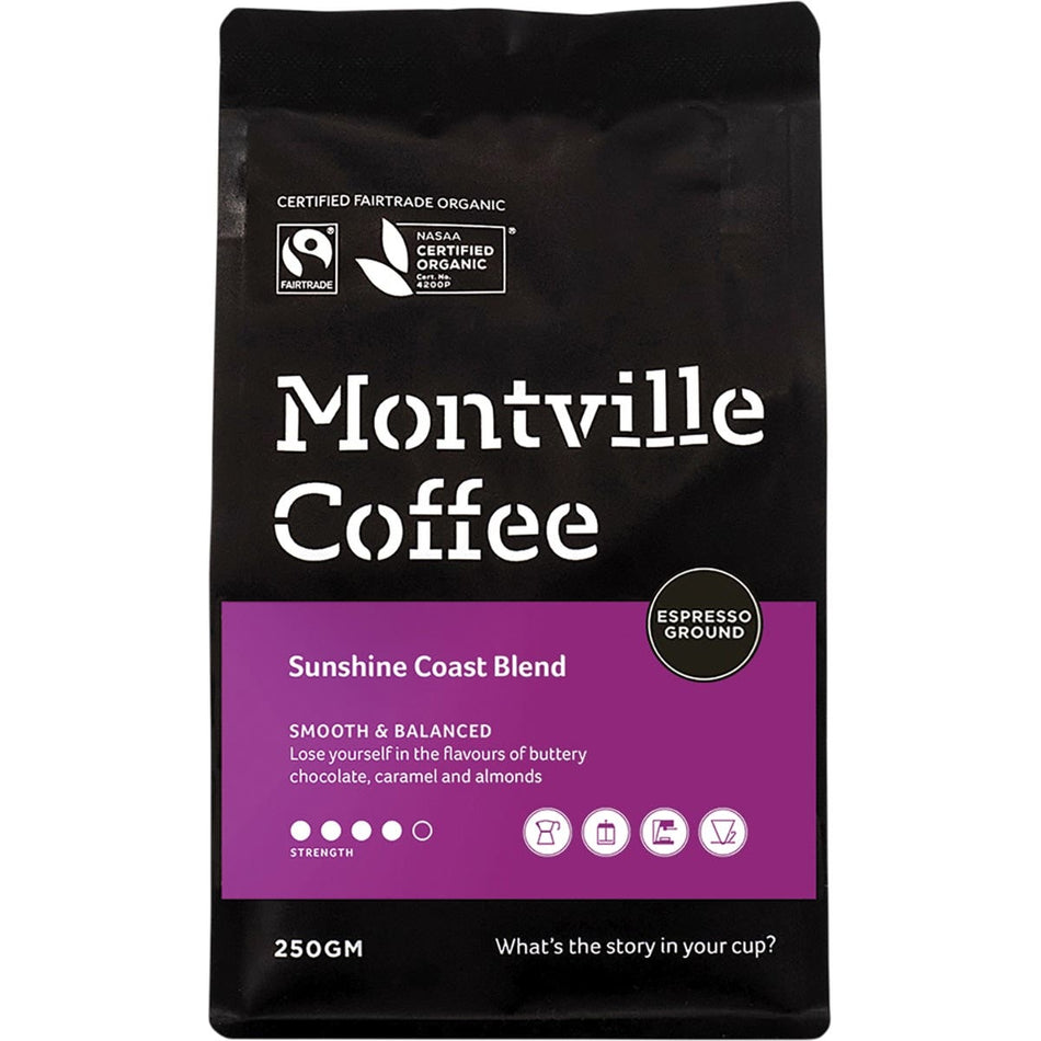 MONTVILLE COFFEE Coffee Ground (Espresso) Sunshine Coast Blend 250g